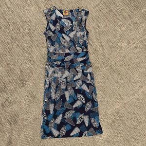 Tory Burch Navy Seashell Silk Dress Size XS